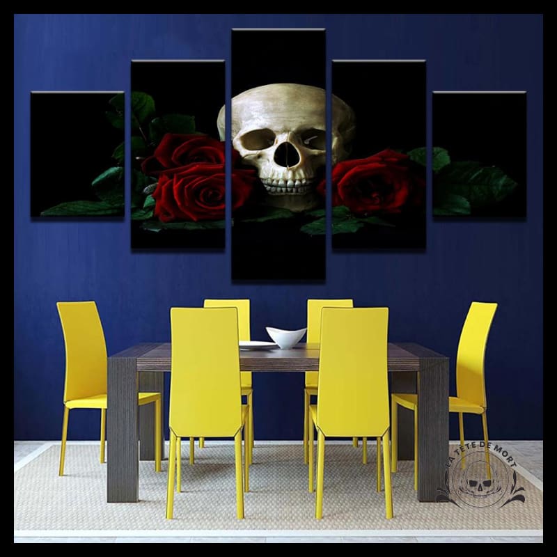 ▷ Tableau Tête de Mort Design Fleurie