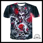 T-shirt Tête de Mort Femme Mexicaine Roses