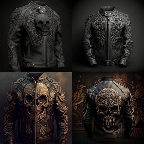 VESTE EN CUIR TÊTE DE MORT - Crâne Passion