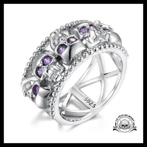 Alliance Tête de Mort Femme (Argent)