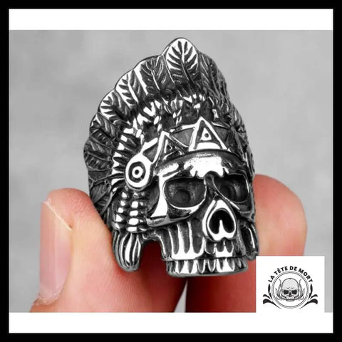 Bague Crâne Chef Indien