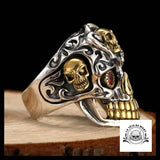 Bague Crâne Dieu Solaire (Argent)