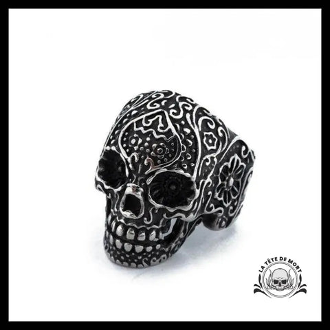 Bague Crâne Fleuri