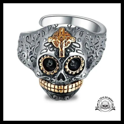 Bague Crâne Mexicain Homme (Argent)
