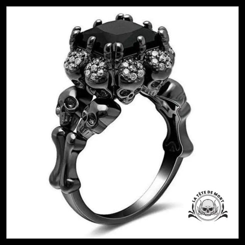 Bague Diamant Noir Maudit (Acier)