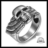 Bague Tête de Mort Ailée (Acier)