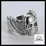 Bague Tête de Mort Ailée (Acier)