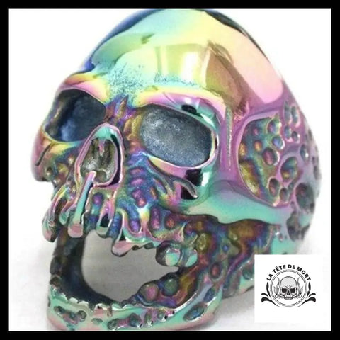 Bague Tête de Mort Arc-en-ciel