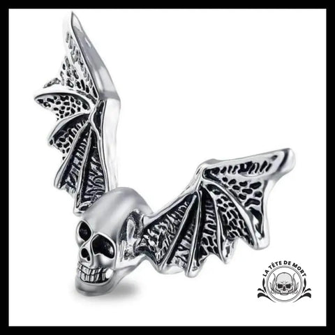 Bague Tête de Mort Chauve Souris (Acier)