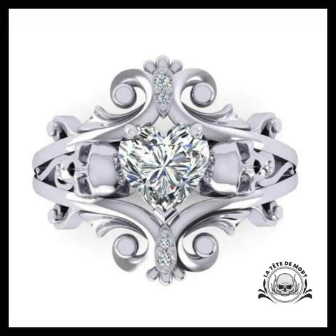 Bague Tête de Mort Cœur Crâne