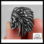 Bague Tête de Mort Coiffe Indienne