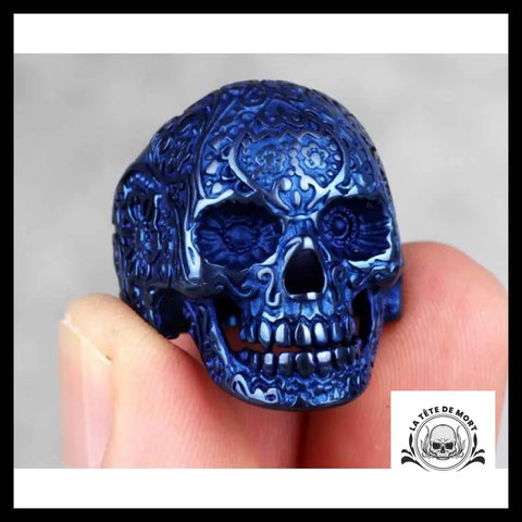 Bague Tête de Mort Crâne Bleu