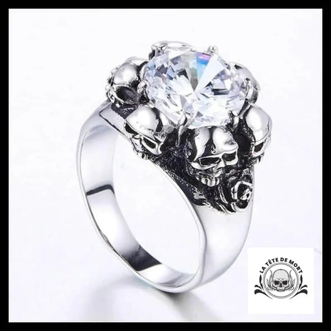 Bague Tête de Mort Crâne Cristal