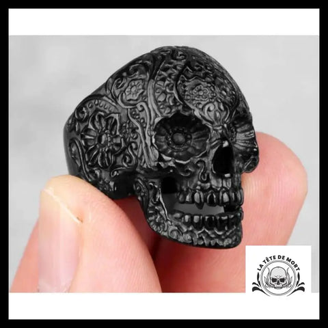 Bague Tête de Mort Crâne Noir