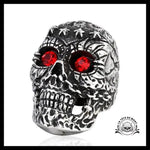 Bague Tête de Mort Crâne Yeux Rouges