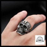 Bague Tête de Mort Croix (Acier)