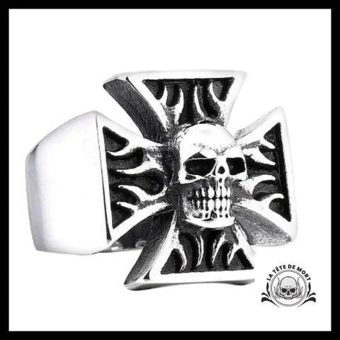 Bague Tête de Mort Croix Des Templiers