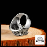 Bague Tête de Mort Fleur Lys en Argent