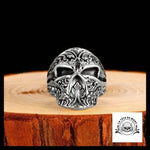 Bague Tête de Mort Fleur Lys en Argent