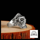 Bague Tête de Mort Fleur Lys en Argent