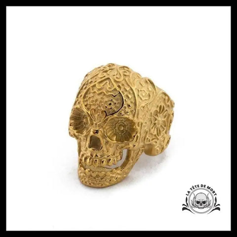 Bague Tête de Mort Fleurie