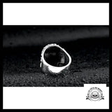 Bague Tête de Mort Fleurie (Acier)
