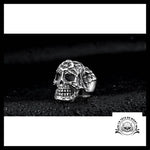 Bague Tête de Mort Fleurie (Acier)