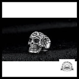 Bague Tête de Mort Fleurie (Acier)