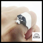 Bague Tête de Mort Géométrique (Acier)