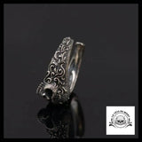 Bague Tête de Mort Ornementée en Argent