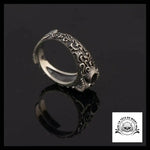 Bague Tête de Mort Ornementée en Argent