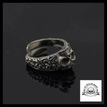 Bague Tête de Mort Ornementée en Argent