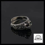 Bague Tête de Mort Ornementée en Argent