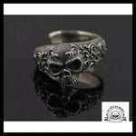 Bague Tête de Mort Ornementée en Argent