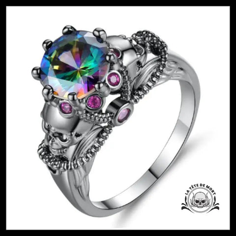 Bague Tête de Mort Pierre Précieuse étincelante