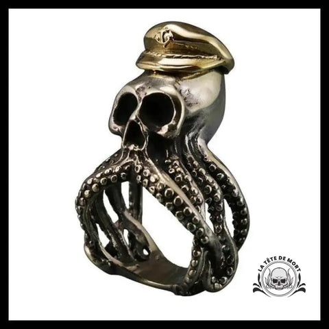 Bague Tête de Mort Pieuvre Marine