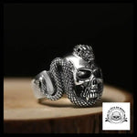 Bague Tête de Mort Reptile en Argent