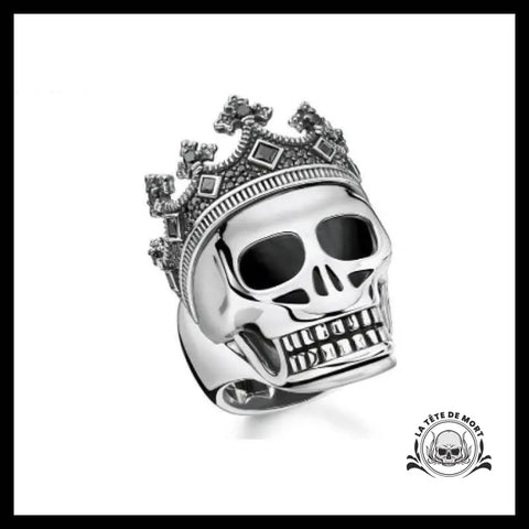 Bague Tête de Mort Roi En Argent