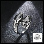 Bague Tête de Mort Serpent Argent