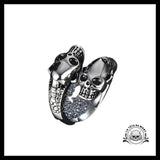 Bague Tête de Mort Serpent Argent