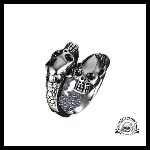 Bague Tête de Mort Serpent Argent