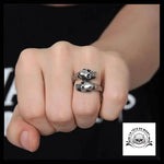 Bague Tête de Mort Serpent Argent