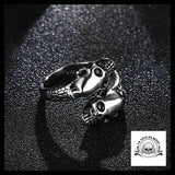 Bague Tête de Mort Serpent Argent