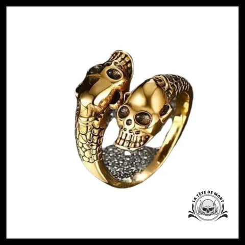 Bague Tête de Mort Serpent Or