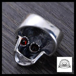 Bague Tête de Mort Yeux Rouges en Argent
