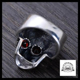Bague Tête de Mort Yeux Rouges en Argent