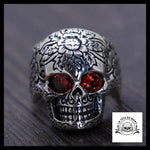 Bague Tête de Mort Yeux Rouges en Argent