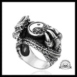 Bague Tête de Mort Yin et Yang