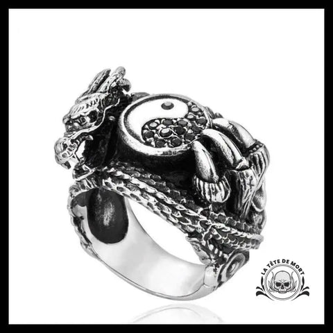 Bague Tête de Mort Yin et Yang