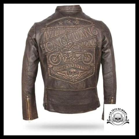 Blouson Moto Tête de Mort (Cuir)